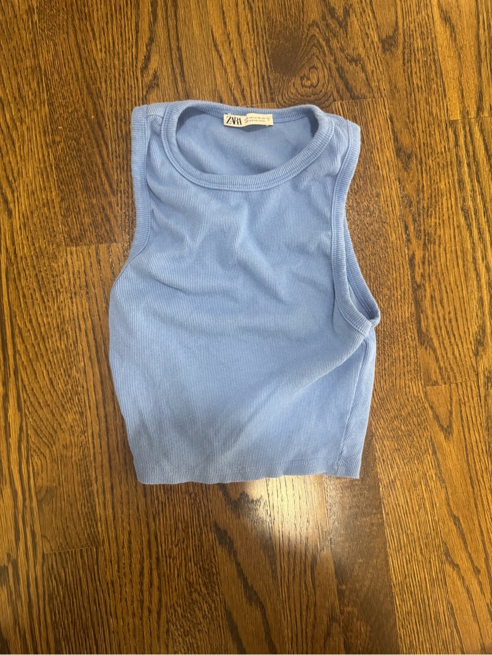 ZARA Light Blue Ribbed Tank Top